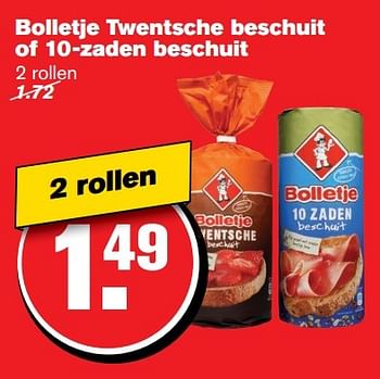 Aanbiedingen Bolletje twentsche beschuit of 10-zaden beschuit - Bolletje - Geldig van 22/03/2017 tot 28/03/2017 bij Hoogvliet