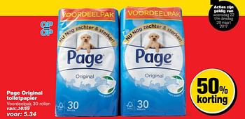 Aanbiedingen Page original toiletpapier - Page - Geldig van 22/03/2017 tot 28/03/2017 bij Hoogvliet