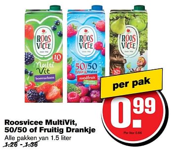 Aanbiedingen Roosvicee multivit, 50-50 of fruitig drankje - Roosvicee - Geldig van 22/03/2017 tot 28/03/2017 bij Hoogvliet