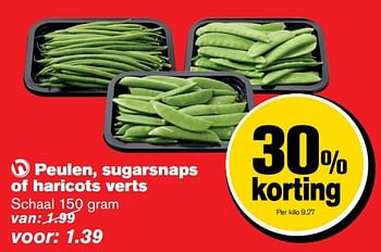 Aanbiedingen Peulen, sugarsnaps of haricots verts - Huismerk - Hoogvliet - Geldig van 22/03/2017 tot 28/03/2017 bij Hoogvliet