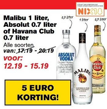 Aanbiedingen Malibu, absolut of havana club - Huismerk - Hoogvliet - Geldig van 22/03/2017 tot 28/03/2017 bij Hoogvliet