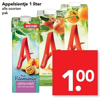 Aanbiedingen Appelsientje 1 liter - Appelsientje - Geldig van 26/03/2017 tot 01/04/2017 bij Deen Supermarkten