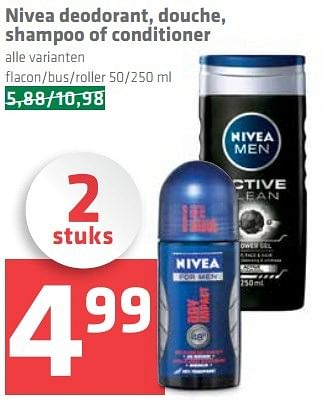 Aanbiedingen Nivea deodorant, douche, shampoo of conditioner - Nivea - Geldig van 23/03/2017 tot 29/03/2017 bij Spar