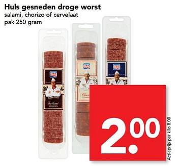 Aanbiedingen Huls gesneden droge worst - Huls - Geldig van 26/03/2017 tot 01/04/2017 bij Deen Supermarkten