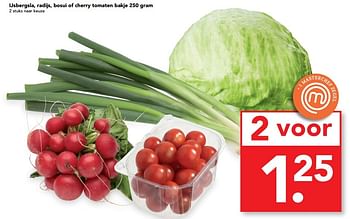 Aanbiedingen Ijsbergsla, radijs, bosui of cherry tomaten bakje - Huismerk deen supermarkt - Geldig van 26/03/2017 tot 01/04/2017 bij Deen Supermarkten