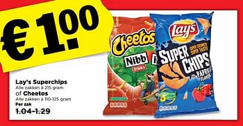 Aanbiedingen Lay`s superchips cheetos - Huismerk - Plus - Geldig van 26/03/2017 tot 01/04/2017 bij Plus