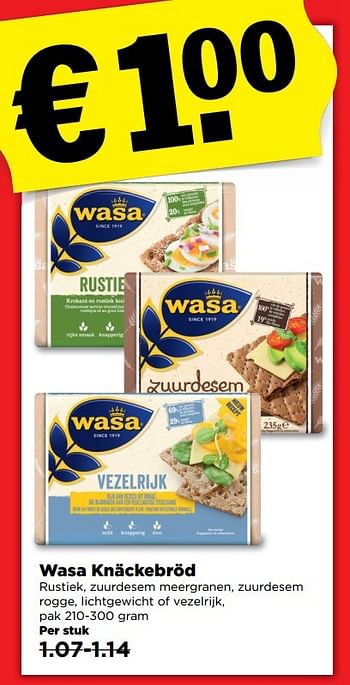 Aanbiedingen Wasa knäckebröd - Wasa - Geldig van 26/03/2017 tot 01/04/2017 bij Plus