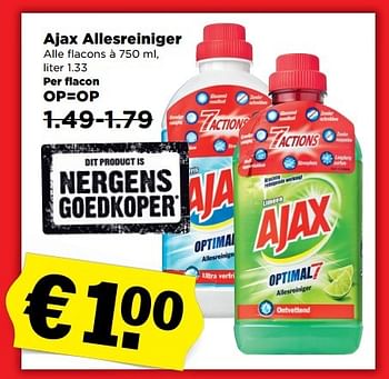 Aanbiedingen Ajax allesreiniger - Ajax - Geldig van 26/03/2017 tot 01/04/2017 bij Plus
