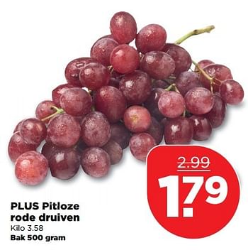 Aanbiedingen Plus pitloze rode druiven - Huismerk - Plus - Geldig van 26/03/2017 tot 01/04/2017 bij Plus