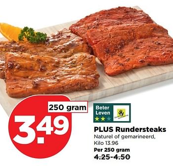 Aanbiedingen Plus rundersteaks - Huismerk - Plus - Geldig van 26/03/2017 tot 01/04/2017 bij Plus