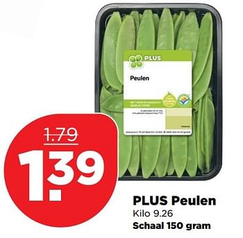 Aanbiedingen Plus peulen - Huismerk - Plus - Geldig van 26/03/2017 tot 01/04/2017 bij Plus