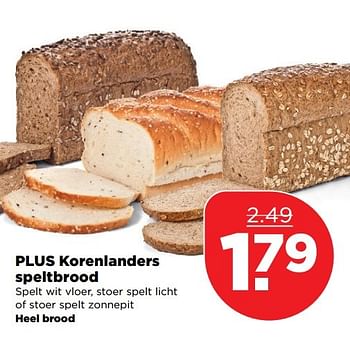 Aanbiedingen Plus korenlanders speltbrood - Huismerk - Plus - Geldig van 26/03/2017 tot 01/04/2017 bij Plus