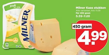 Aanbiedingen Milner kaas stukken - Milner - Geldig van 26/03/2017 tot 01/04/2017 bij Plus