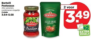 Aanbiedingen Bertolli pastasaus - Bertolli - Geldig van 26/03/2017 tot 01/04/2017 bij Plus