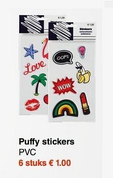 Aanbiedingen Puffy stickers pvc - Huismerk - Wibra - Geldig van 20/03/2017 tot 01/04/2017 bij Wibra