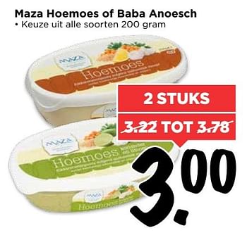 Aanbiedingen Maza hoemoes of baba anoesch - Maza - Geldig van 26/03/2017 tot 01/04/2017 bij Vomar