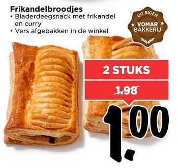 Aanbiedingen Frikandelbroodjes - Huismerk Vomar - Geldig van 26/03/2017 tot 01/04/2017 bij Vomar