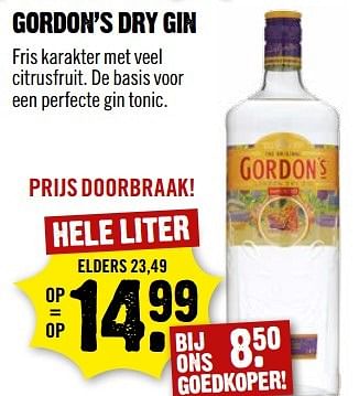 Aanbiedingen Gordon`s dry gin - Gordon's - Geldig van 26/03/2017 tot 01/04/2017 bij Dirk III