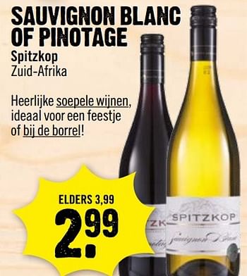 Aanbiedingen Sauvignon blanc of pinotage - Witte wijnen - Geldig van 26/03/2017 tot 01/04/2017 bij Dirk III