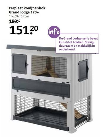 Aanbiedingen Ferplast konijnenhok grand lodge - Huismerk - Pets Place - Geldig van 20/03/2017 tot 02/04/2017 bij Pets Place