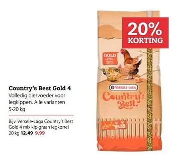 Aanbiedingen Country`s best gold 4 - Versele-Laga - Geldig van 20/03/2017 tot 02/04/2017 bij Pets Place