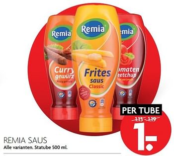 Aanbiedingen Remia saus - Remia - Geldig van 26/03/2017 tot 01/04/2017 bij Deka Markt