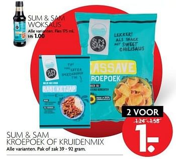 Aanbiedingen Sum + sam kroepoek of kruidenmix - Sum&amp;Sam - Geldig van 26/03/2017 tot 01/04/2017 bij Deka Markt