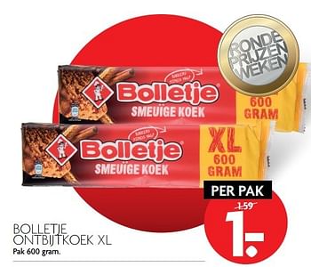 Aanbiedingen Bolletje ontbijtkoek xl - Bolletje - Geldig van 26/03/2017 tot 01/04/2017 bij Deka Markt
