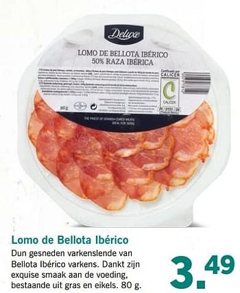 Aanbiedingen Lomo de bellota ibérico - Deluxe - Geldig van 27/03/2017 tot 01/04/2017 bij Lidl