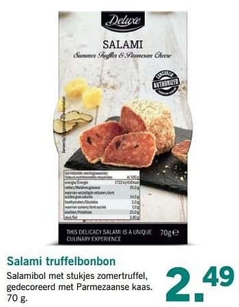Aanbiedingen Salami truffelbonbon - Deluxe - Geldig van 27/03/2017 tot 01/04/2017 bij Lidl