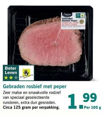 Aanbiedingen Gebraden rosbief met peper - Delicieux - Geldig van 27/03/2017 tot 01/04/2017 bij Lidl