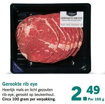 Aanbiedingen Gerookte rib eye - Delicieux - Geldig van 27/03/2017 tot 01/04/2017 bij Lidl
