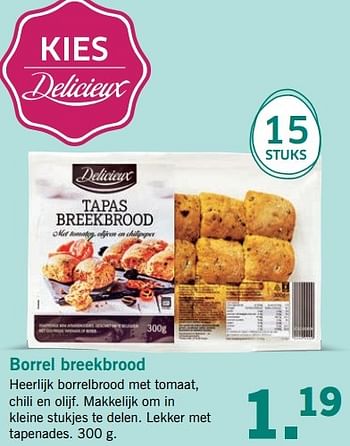 Aanbiedingen Borrel breekbrood - Delicieux - Geldig van 27/03/2017 tot 01/04/2017 bij Lidl