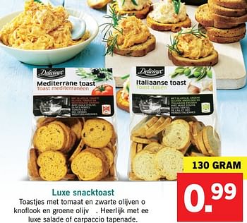 Aanbiedingen Luxe snacktoast - Delicieux - Geldig van 27/03/2017 tot 01/04/2017 bij Lidl