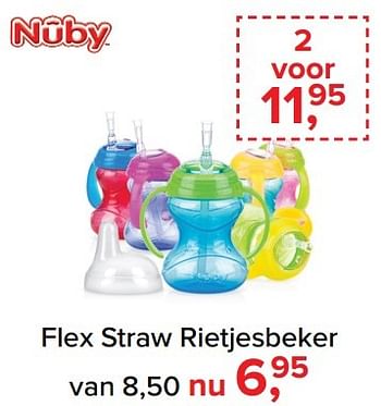 Aanbiedingen Flex straw rietjesbeker - Nuby - Geldig van 06/03/2017 tot 02/04/2017 bij Baby-Dump