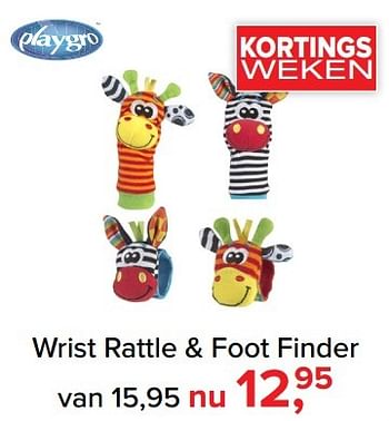 Aanbiedingen Wrist rattle + foot finder - Playgro - Geldig van 06/03/2017 tot 02/04/2017 bij Baby-Dump