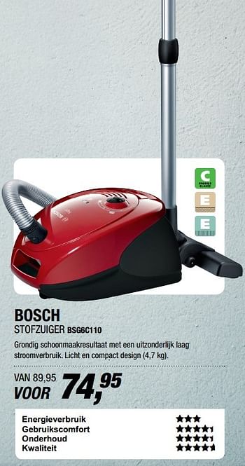 Aanbiedingen Bosch stofzuiger bsg6c110 - Bosch - Geldig van 20/03/2017 tot 02/04/2017 bij Electro World