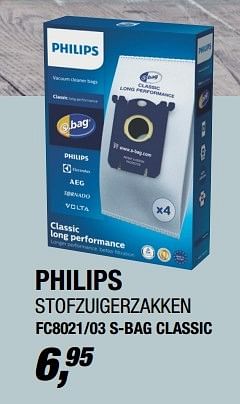 Aanbiedingen Philips stofzuigerzakken fc8021-03 s-bag classic - Philips - Geldig van 20/03/2017 tot 02/04/2017 bij Electro World