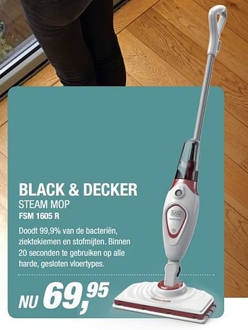Aanbiedingen Black + decker steam mop fsm 1605 r - Black &amp; Decker - Geldig van 20/03/2017 tot 02/04/2017 bij Electro World