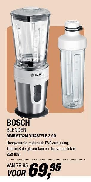 Aanbiedingen Bosch blender mmbm7g2m vitastyle 2 go - Bosch - Geldig van 20/03/2017 tot 02/04/2017 bij Electro World