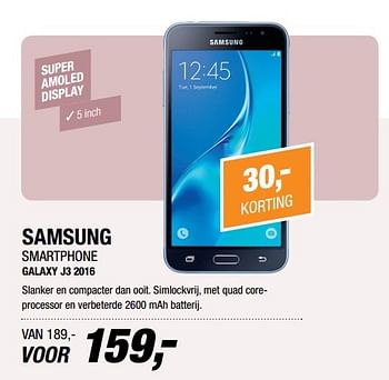 Aanbiedingen Samsung smartphone galaxy j3 2016 - Samsung - Geldig van 20/03/2017 tot 02/04/2017 bij Electro World