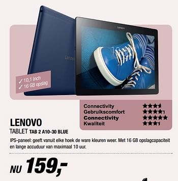 Aanbiedingen Lenovo tablet tab 2 a10-30 blue - Lenovo - Geldig van 20/03/2017 tot 02/04/2017 bij Electro World