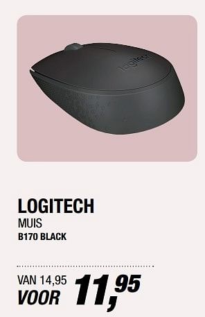 Aanbiedingen Logitech muis b170 black - Logitech - Geldig van 20/03/2017 tot 02/04/2017 bij Electro World
