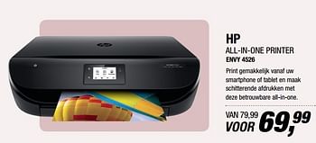 Aanbiedingen Hp all-in-one printer envy 4526 - HP - Geldig van 20/03/2017 tot 02/04/2017 bij Electro World