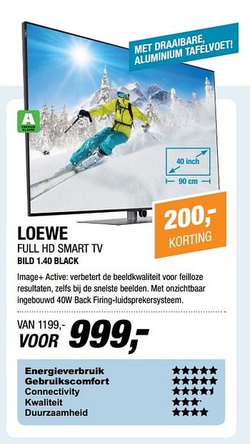 Aanbiedingen Loewe full hd smart tv bild 1.40 black - Loewe - Geldig van 20/03/2017 tot 02/04/2017 bij Electro World