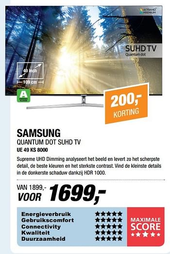 Aanbiedingen Samsung quantum dot suhd tv ue 49 ks 8000 - Samsung - Geldig van 20/03/2017 tot 02/04/2017 bij Electro World