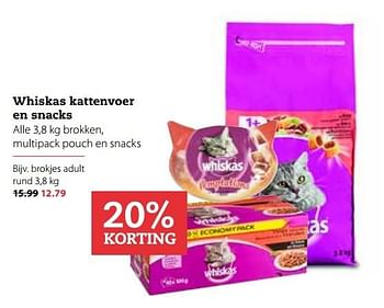 Aanbiedingen Whiskas kattenvoer en snacks - Whiskas - Geldig van 20/03/2017 tot 02/04/2017 bij Boerenbond