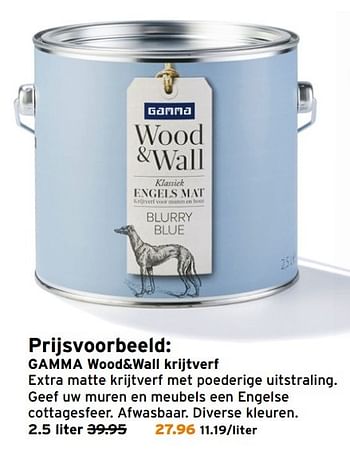 Aanbiedingen Gamma wood+wall krijtverf - Huismerk - Gamma - Geldig van 27/03/2017 tot 02/04/2017 bij Gamma
