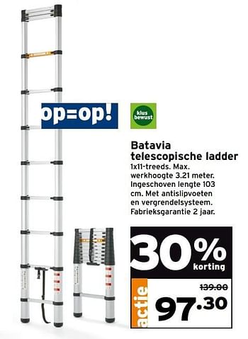 Aanbiedingen Batavia telescopische ladder - Batavia - Geldig van 27/03/2017 tot 02/04/2017 bij Gamma