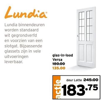 Aanbiedingen Lundia binnendeuren glas-in-lood versa - Lundia - Geldig van 27/03/2017 tot 02/04/2017 bij Gamma